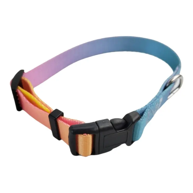 Blue purple and orange ombre gradient dog collar thumbnail