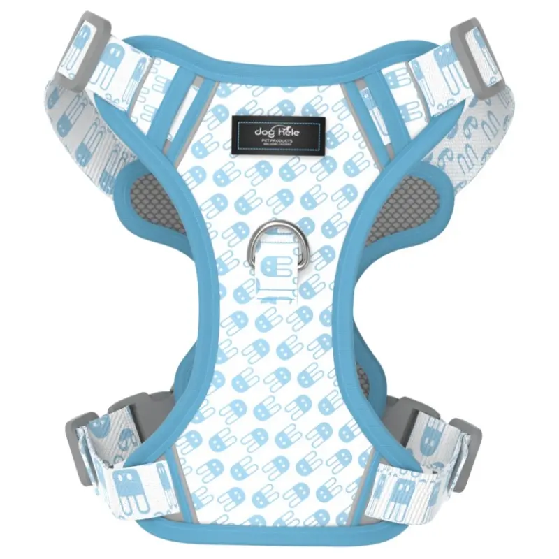 Blue Cartoon printed padded dog harness thumbnail