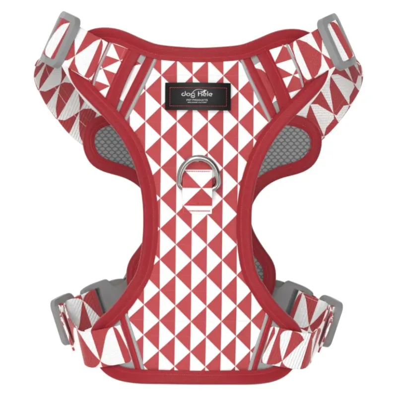 Burgundy Triangle printed padded dog harness thumbnail