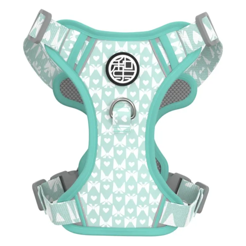Mint Bow printed padded dog harness thumbnail