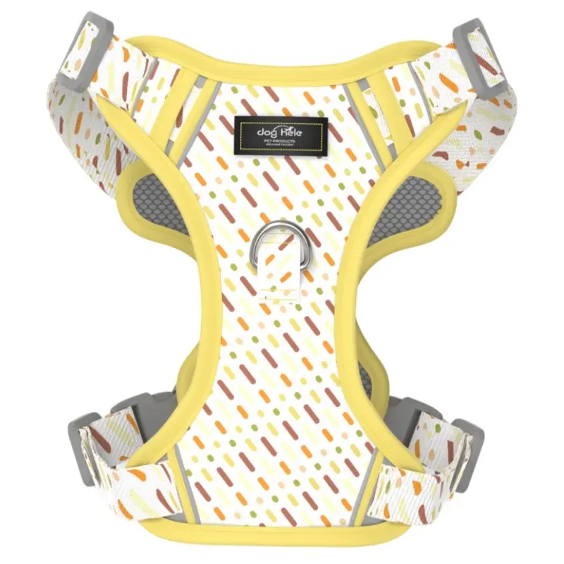 Multicolor Dashes printed padded dog harness thumbnail