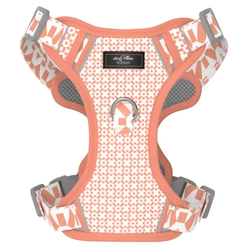 Orange Diamond printed padded dog harness thumbnail