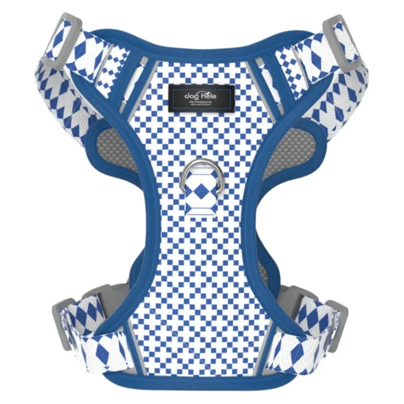 Royal Blue Diamond printed padded dog harness thumbnail