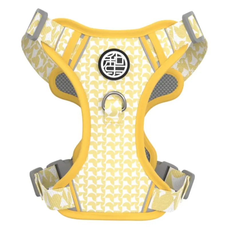Yellow Semicircle printed padded dog harness thumbnail
