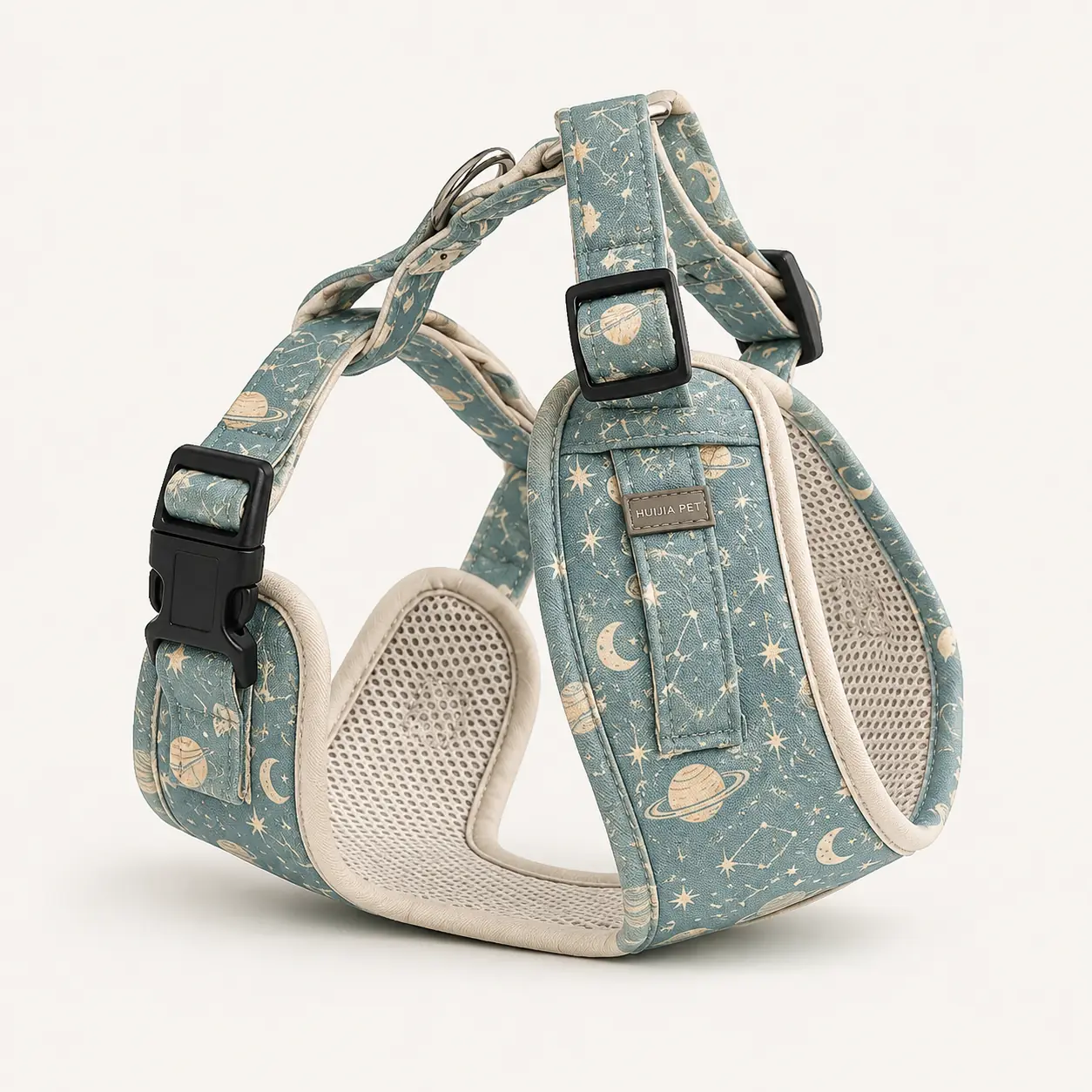 Celestial print custom padded vest dog harness with mesh lining for private-label brands