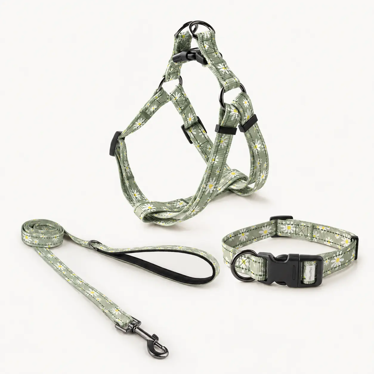 Private-label daisy dog harness collar and leash set