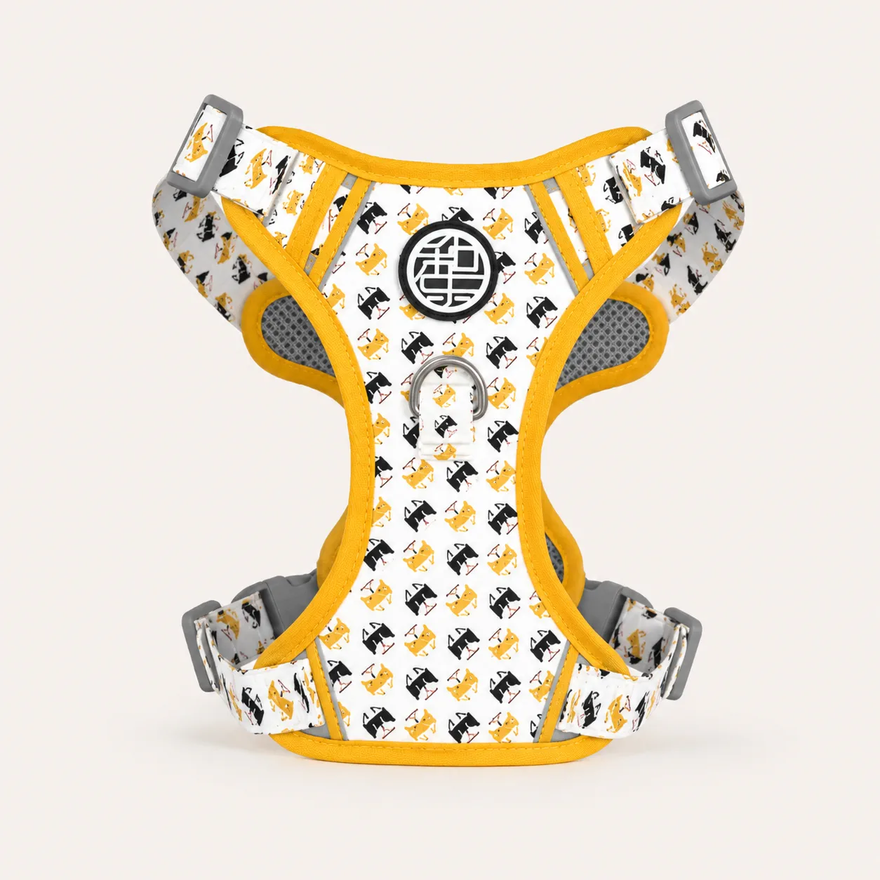 Yellow cat print reflective mesh dog harness thumbnail