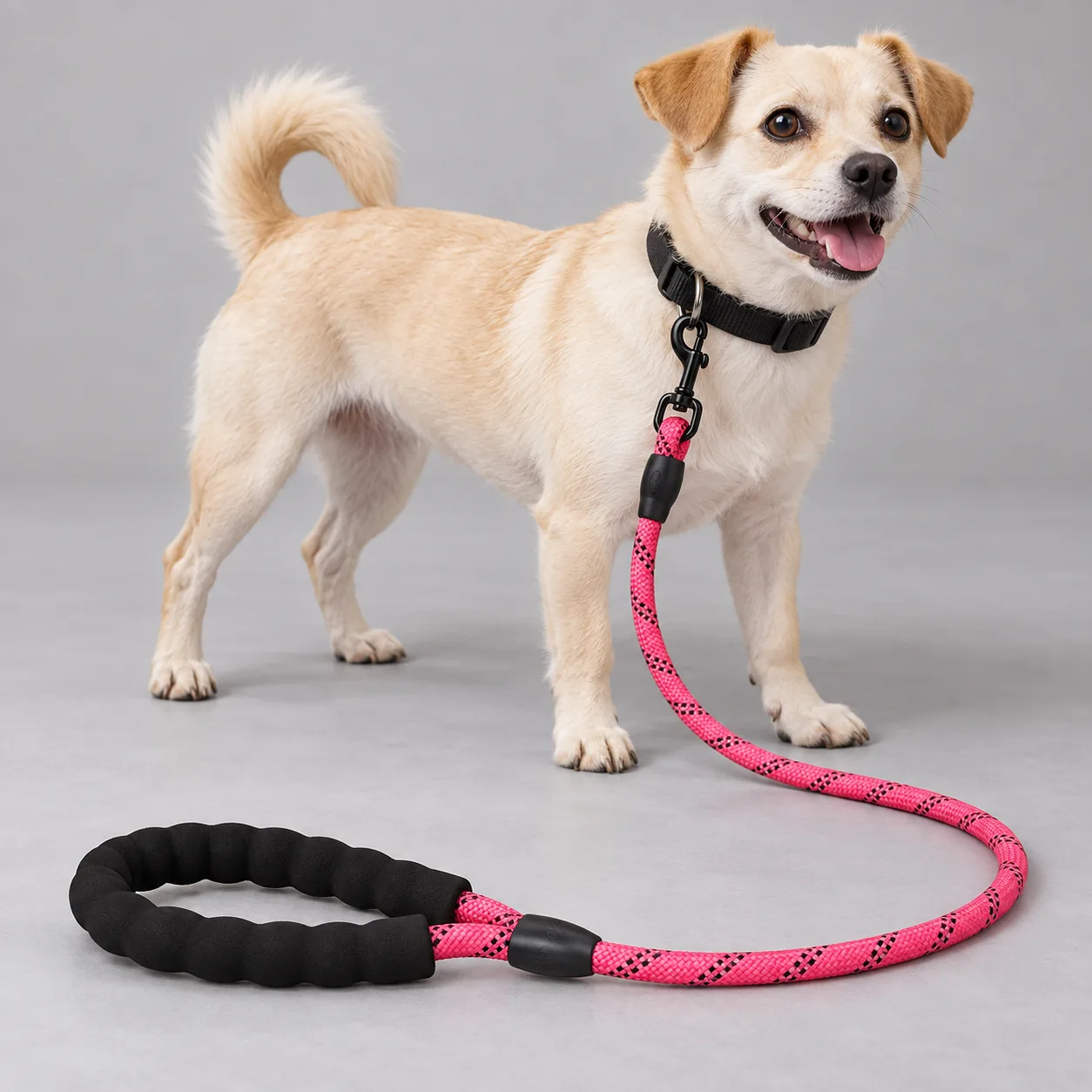 Reflective Rope Dog Leash — on-pet product visualization