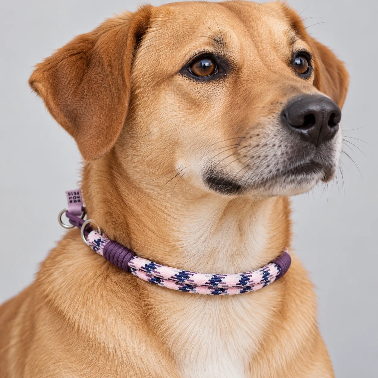 Braided Rope Slip Dog Collar — on-pet product visualization