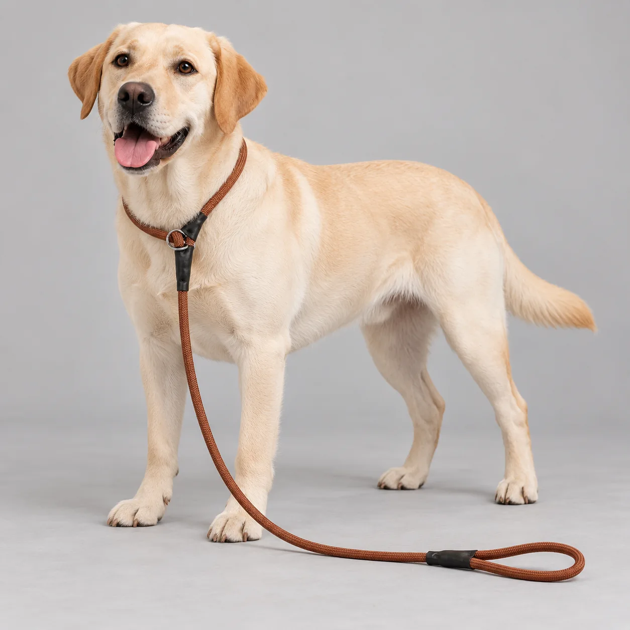 Braided Rope Slip Training Lead — on-pet product visualization