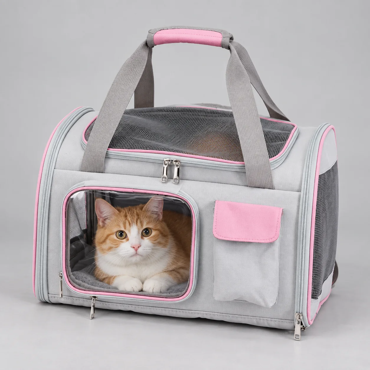 Convertible Mesh Pet Carrier Bag — on-pet product visualization
