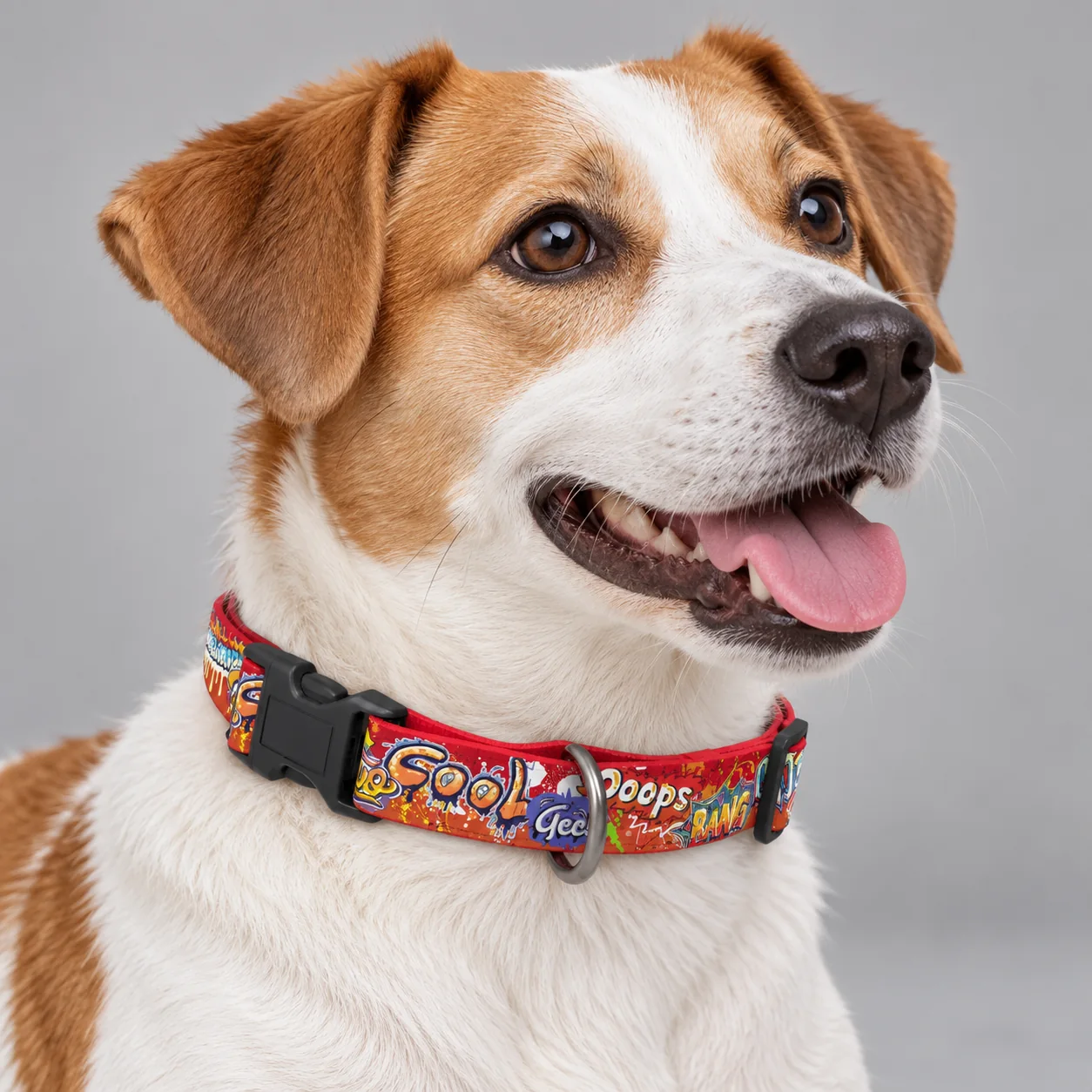 Graffiti Printed Dog Collar — on-pet product visualization