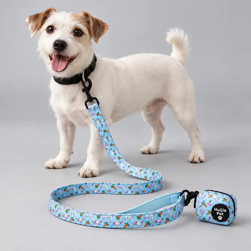 Printed Leash & Bag Holder Set — on-pet product visualization