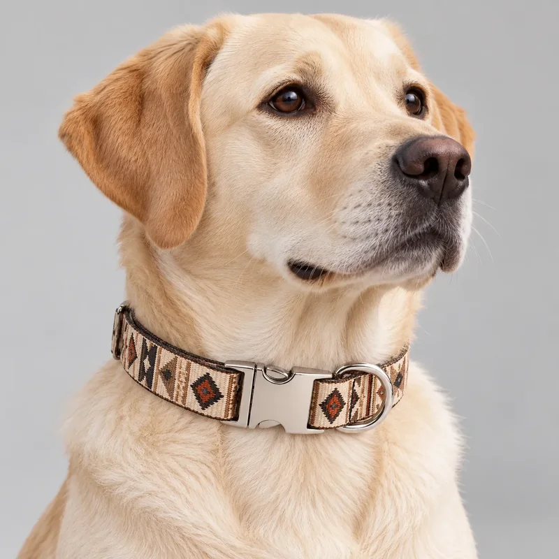 Geometric Metal Buckle — on-pet product visualization