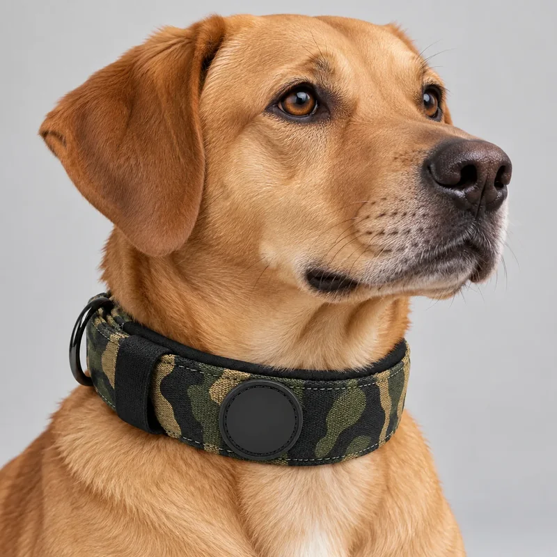 Logo-Patch Camouflage — on-pet product visualization