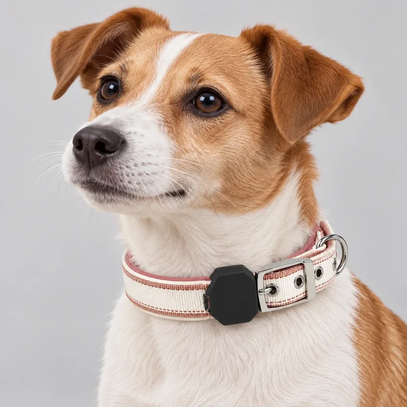 Pink Padded Metal Buckle — on-pet product visualization